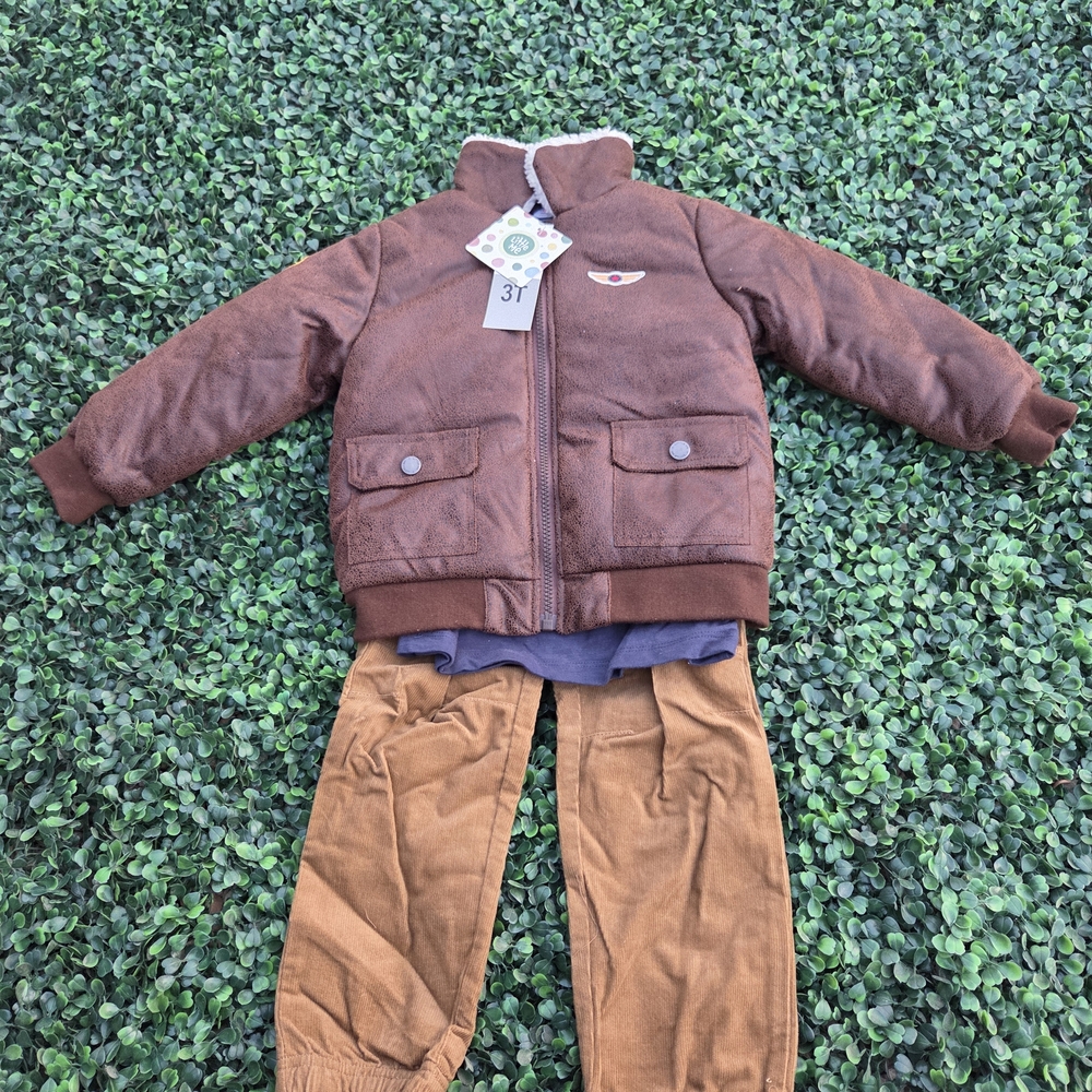 Little Me Brown and Tan Kids Matching Set